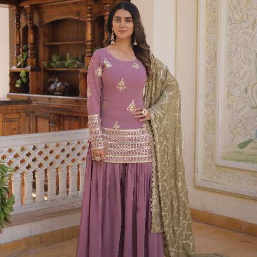 DESIGNER KURTI WITH PLAZZO & DUPATTA SET WOMEN